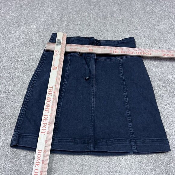 Free People Skirt Women’s Black Denim Drawstring Size 6 - Picture 2 of 11